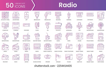 Conjunto de iconos de radio. Conjunto de iconos de estilo de degradado. Ilustración vectorial