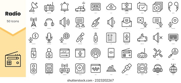 Set of radio Icons. Simple line art style icons pack. Vector illustration