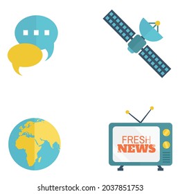 set radio television icon collection
