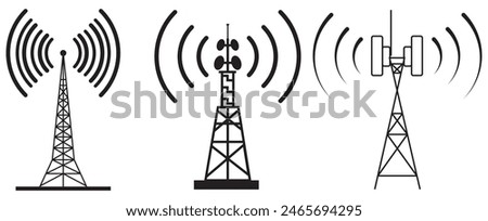 set of Radio tower icon. Vector. Electric tower icon. Antenna icon. Communication tower icon. Radio tower  symbol, vector illustration