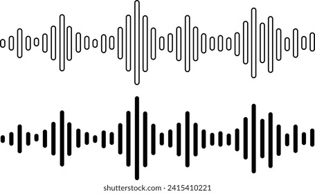 Set of radio Wave icon. Monochrome simple sound wave on transparent background. Vector sound wave icon. Music player sound bar. Record interface. Equalizer icon with soundwave line. used for mobile.