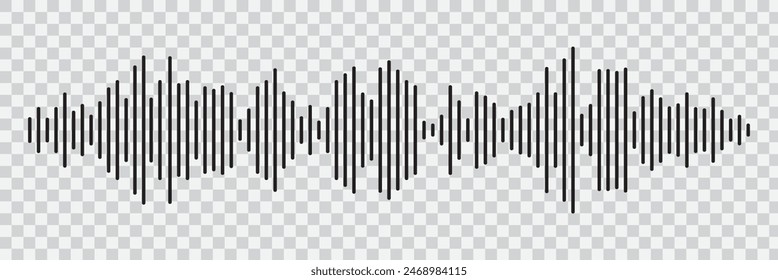 Set of radio Wave icon. Monochrome simple sound wave on transparent background. Vector sound wave icon. Music player sound bar. Record interface. Equalizer icon with soundwave line. used for mobile.