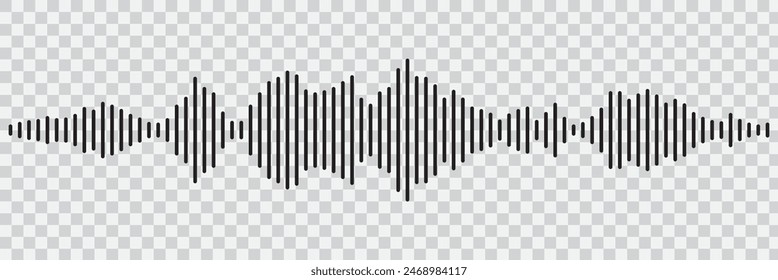 Set of radio Wave icon. Monochrome simple sound wave on transparent background. Vector sound wave icon. Music player sound bar. Record interface. Equalizer icon with soundwave line. used for mobile.