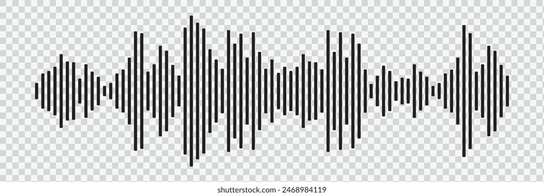 Conjunto de iconos de onda de radio. Onda de sonido simple monocromo sobre fondo transparente. Vector de onda de sonido. Barra de sonido del reproductor de música. Interfaz de grabación. Icono de ecualizador con línea de onda sonora. se utiliza para móviles.