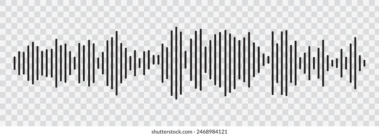 Set of radio Wave icon. Monochrome simple sound wave on transparent background. Vector sound wave icon. Music player sound bar. Record interface. Equalizer icon with soundwave line. used for mobile.