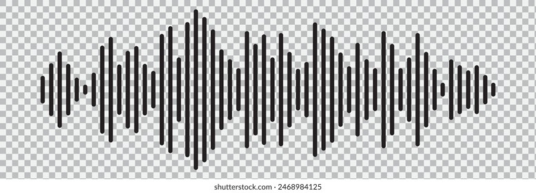 Set of radio Wave icon. Monochrome simple sound wave on transparent background. Vector sound wave icon. Music player sound bar. Record interface. Equalizer icon with soundwave line. used for mobile.