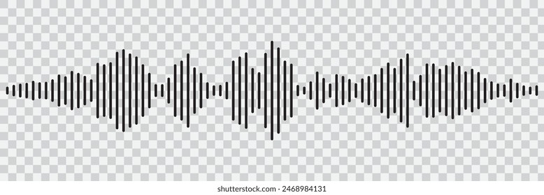 Set of radio Wave icon. Monochrome simple sound wave on transparent background. Vector sound wave icon. Music player sound bar. Record interface. Equalizer icon with soundwave line. used for mobile.