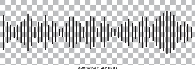 Set of radio Wave icon. Monochrome simple sound wave on transparent background. Vector sound wave icon. Music player sound bar. Record interface. Equalizer icon with soundwave line. used for mobile. 