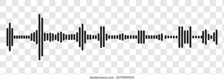 Set of radio Wave icon. Monochrome simple sound wave on transparent background. Vector sound wave icon. Music player sound bar. Record interface. Equalizer icon with soundwave line. used for mobile.