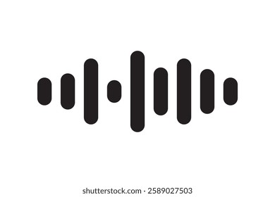 Set of radio Wave icon. Monochrome simple sound wave on transparent background. Vector sound wave icon. Music player sound bar. Record interface. Equalizer icon with soundwave line. used for mobile.