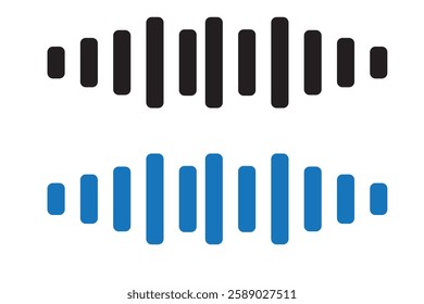 Set of radio Wave icon. Monochrome simple sound wave on transparent background. Vector sound wave icon. Music player sound bar. Record interface. Equalizer icon with soundwave line. used for mobile.