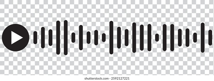Set of radio Wave icon. Monochrome simple sound wave on transparent background. Vector sound wave icon. Music player sound bar. Record interface. Equalizer icon with soundwave line. used for mobile.