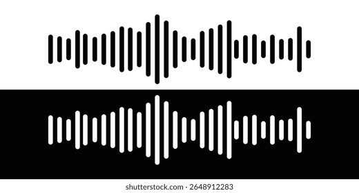 Conjunto do ícone de onda de rádio. Onda sonora monocromática simples. Ícone de onda de som vetorial. Barra de som do player de música. Interface de registro. Ícone do equalizador com linha da onda sonora. usado para celular.