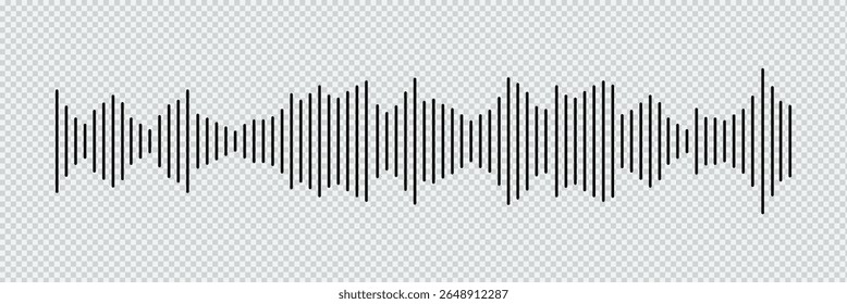 Conjunto do ícone de onda de rádio. Onda sonora monocromática simples. Ícone de onda de som vetorial. Barra de som do player de música. Interface de registro. Ícone do equalizador com linha da onda sonora. usado para celular.