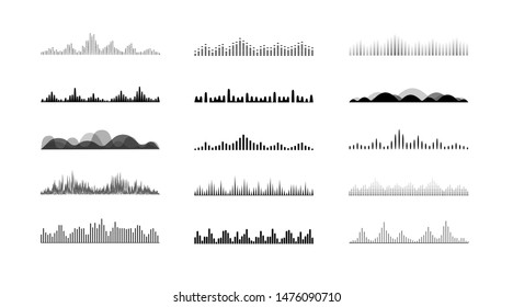 Set of Radio Wave icons. Monochrome simple sound wave on white background. Isolated vector illustration.