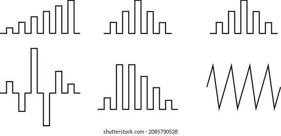 Conjunto de iconos de ondas de radio. Vector monocromo simple de onda de sonido aislado en fondo blanco