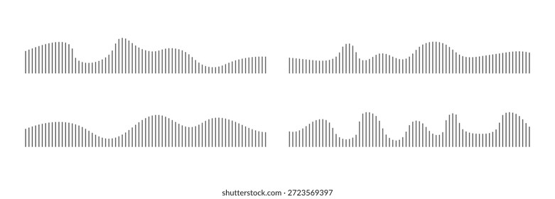 Set of Radio Waves. Abstract beats, audio impulse. Vector