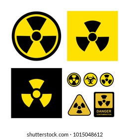 Set of radioactive contamination symbol. Danger contamination collection. Vector illustration. Isolated on white background