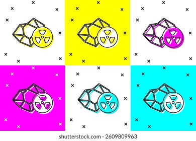 Set Radioactive icon isolated on color background. Radioactive toxic symbol. Radiation hazard sign.  Vector