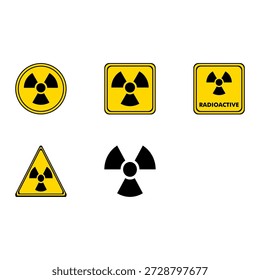 set of radioactive sign in different board