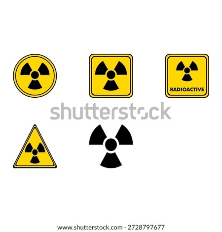 set of radioactive sign in different board