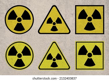 Set Of Radioactive Symbol In Vintage Style.