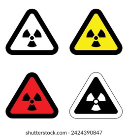 set radioactivo amarillo diferente color triángulo icono señal nuclear aislado advertencia peligro símbolo alerta peligro peligro peligro tráfico vector diseño plano para sitio web móvil aislado blanco Fondo