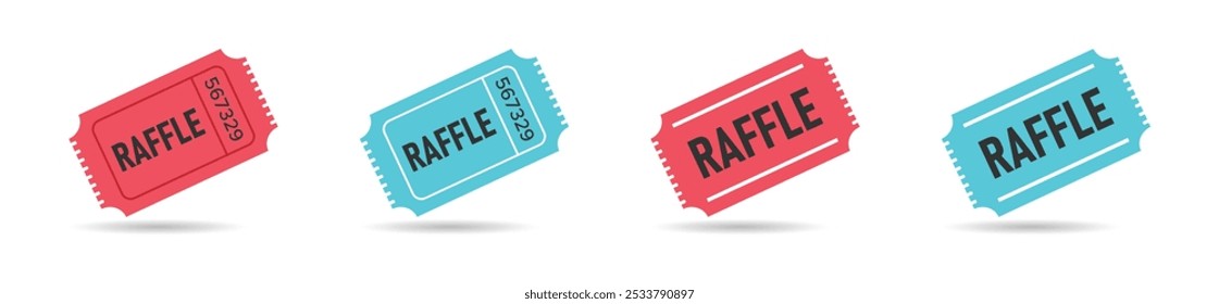 Set of raffle ticket vector icons. Raffle ticket vector designs. Raffle ticket