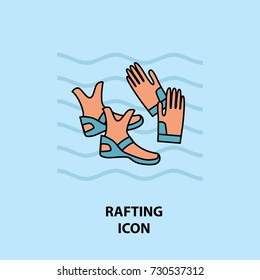Set of rafting icons. Vector illustration for website, print and advertising.