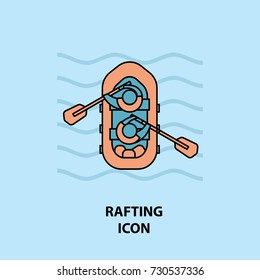 Set of rafting icons. Vector illustration for website, print and advertising.