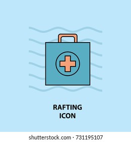Set of rafting icons. Vector illustration for website, print and advertising.