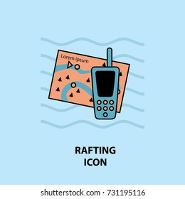 Set of rafting icons. Vector illustration for website, print and advertising.