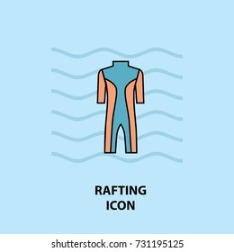 Set of rafting icons. Vector illustration for website, print and advertising.