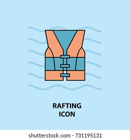 Set of rafting icons. Vector illustration for website, print and advertising.