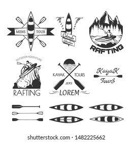 Set of rafting labels,badges and design elements. Vector illustration.