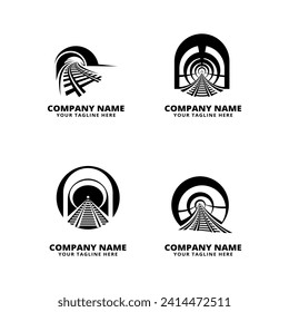 conjunto de silueta vectorial del logotipo del carril