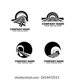set of rail logo vector silhouette