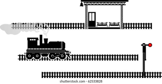 Set of railroad vector characters
