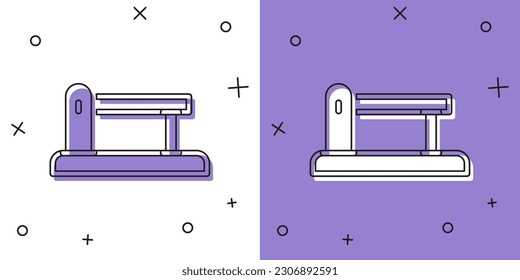 Set Railway barrier icon isolated on white and purple background.  Vector