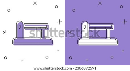Set Railway barrier icon isolated on white and purple background.  Vector