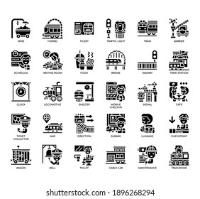 Set of Railway Element thin line and pixel perfect icons for any web and app project. 