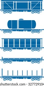 Set of Railway freight cars - railcars - Vector illustration