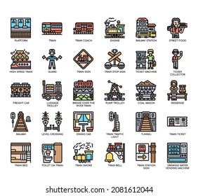 Set of Railway Station thin line icons for any web and app project. 