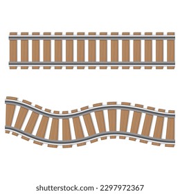 Un conjunto de vías ferroviarias. Elementos vectores aislados de un ferrocarril, vías de ferrocarril