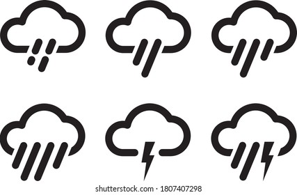 set of rain cloud vector icons