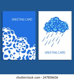 Set of rain greeting cards