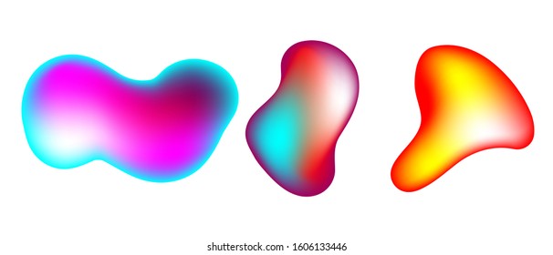 Set of Rainbow 3d Fluid Shapes vector isolated on white background