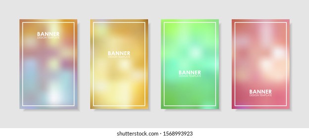 Set of rainbow abstract pastel background template spectrum background. Company report hologram book mesh design, gradient cover multi color with text layout banner.
