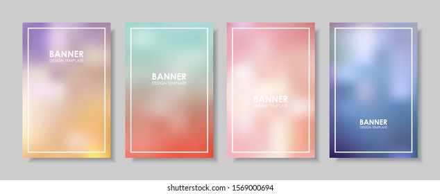 Set of rainbow abstract pastel background template spectrum background. Company report hologram book mesh design, gradient cover multi color with text layout banner.