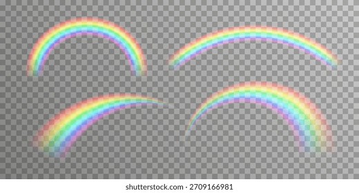 Conjunto de arcos del arco iris. Ilustración vectorial